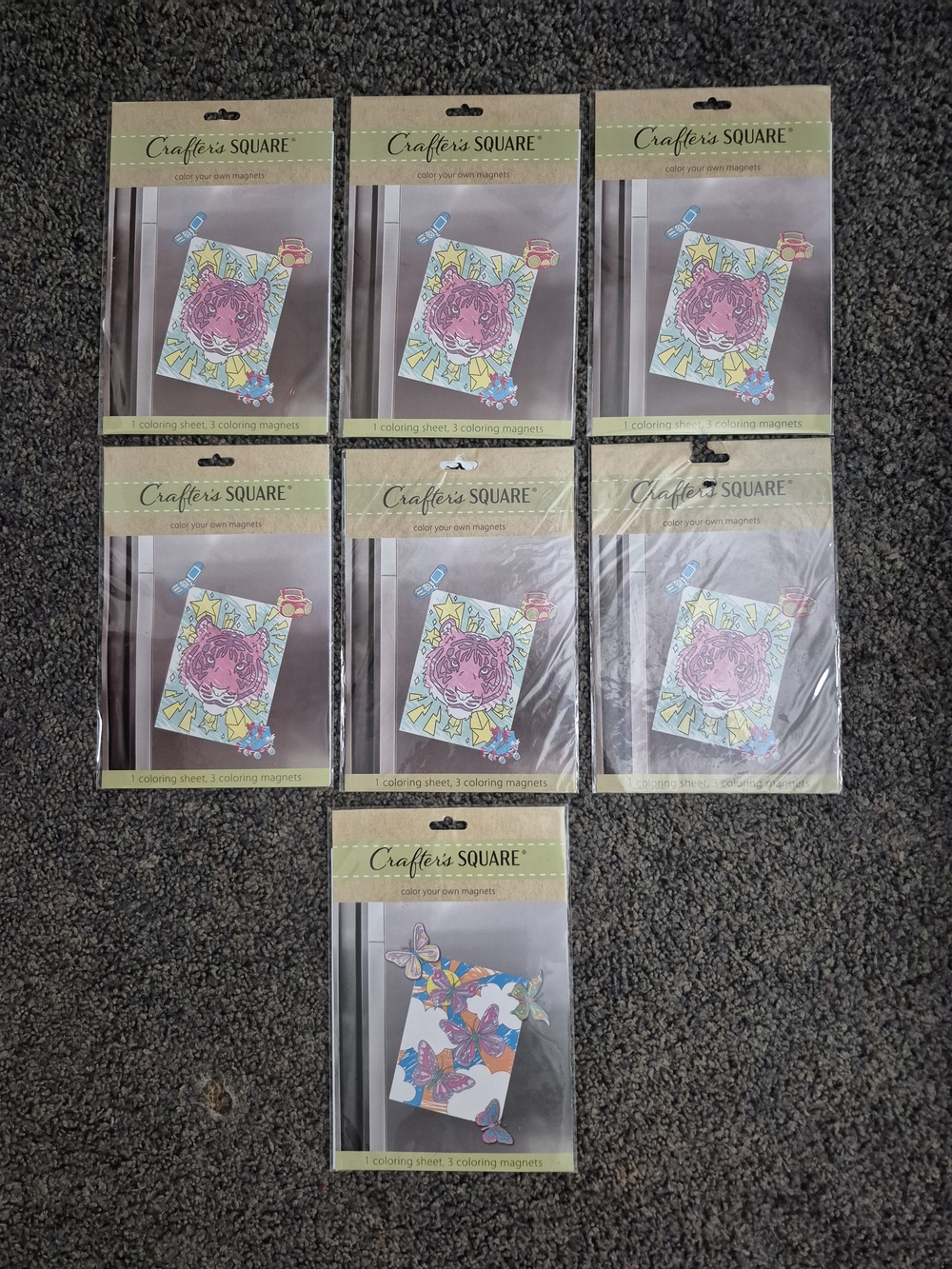 7pc Crafter's Square Color Your Own Magnet Kits - Tiger & Butterflies